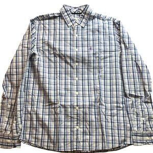 Johnnie-O Shirt Mens Medium Checkered Preppy Academia Surf Logo Career Coastal